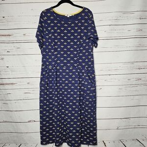Boden Blue and Yellow Midi Dress